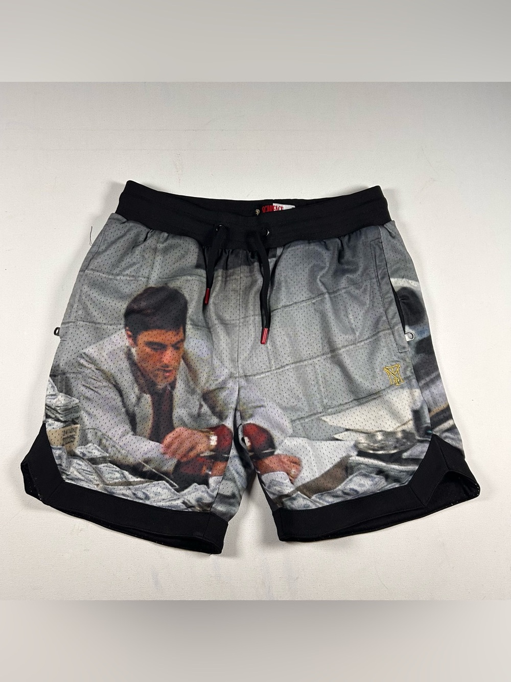Scarface x Shoe Palace Shorts Mens Medium Split Mesh Drawstring Zip Pockets AOP